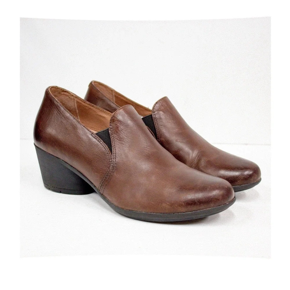Dansko Robin Chocolate Burnished Leather Low Heel Slip-On Shoes